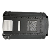 Back view of Batteries Plus 40V 5.0Ah lithium‑ion battery replacement for Ryobi OP4040A1 with specifications and safety details