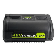 Front view of Batteries Plus 40V 5.0Ah lithium‑ion battery replacement for Ryobi OP4040A1 showing label and casing