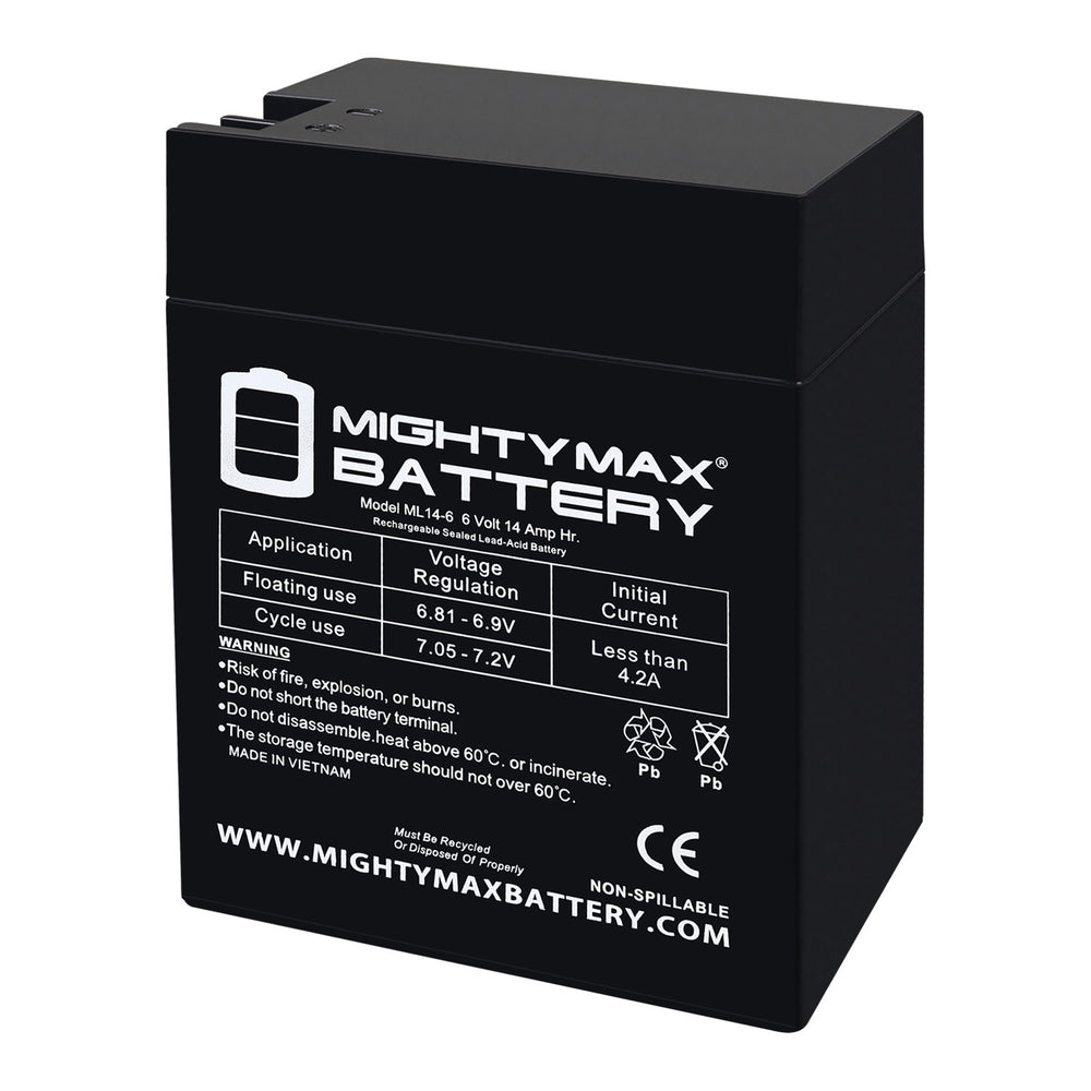 Mighty Max ML14-6 6V 14Ah Fast-on Terminal Rechargeable SLA AGM Battery