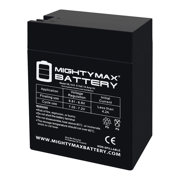 Mighty Max ML14-6 6V 14Ah Fast-on Terminal Rechargeable SLA AGM Battery