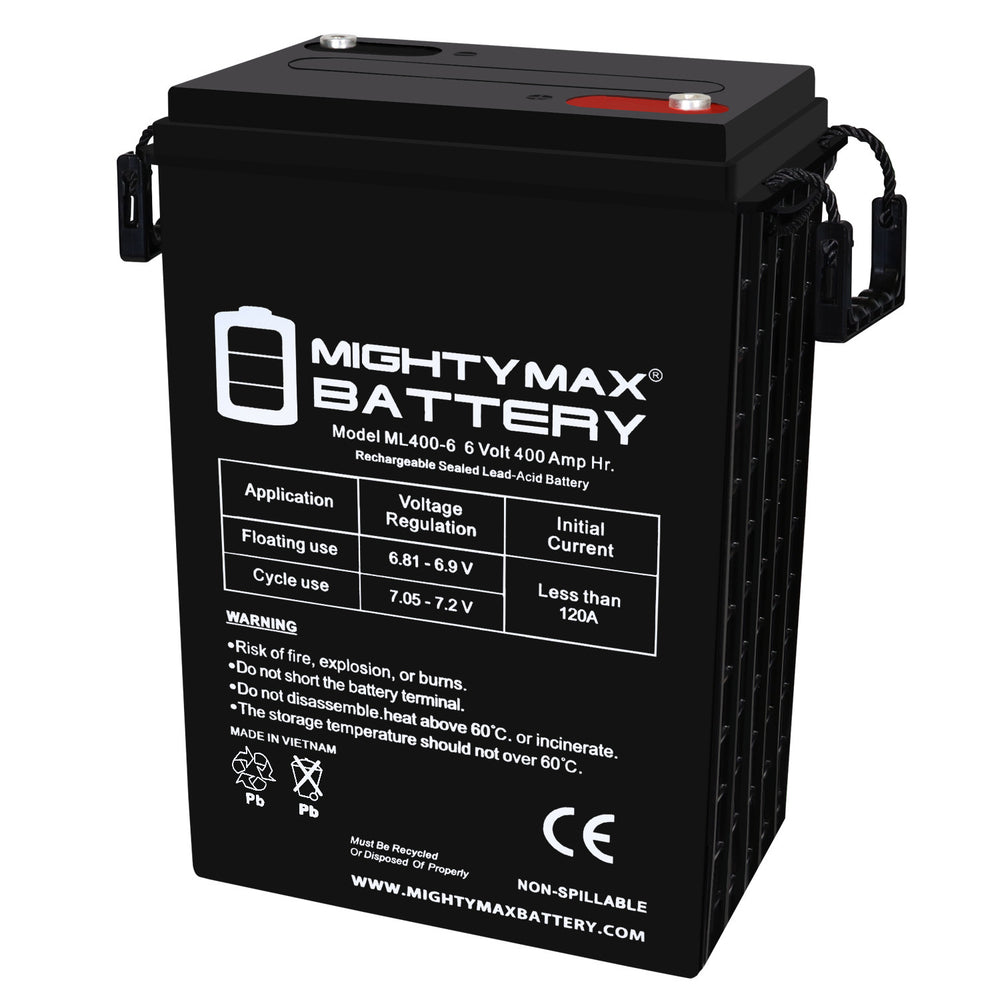 Mighty Max ML400-6 6V 400Ah Internal Thread Terminal Rechargeable SLA AGM Battery