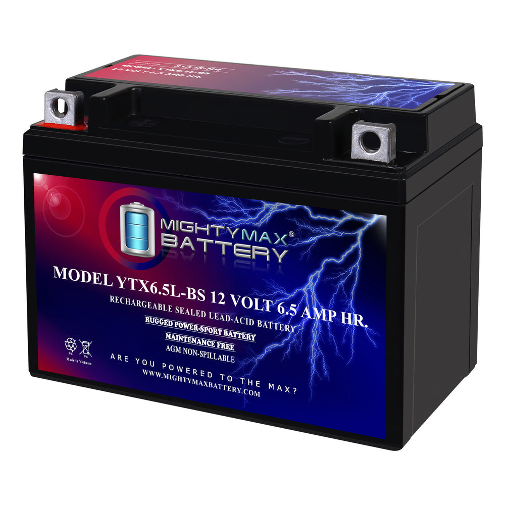 Mighty Max YTX6.5L-BS 12V 6.5Ah Nut and Bolt Terminal Rechargeable SLA AGM Motorcycle Battery