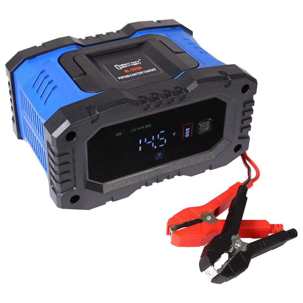 Mighty Max ML-12V20A 12V/24V 20 Amp Smart Battery Charger and Maintainer