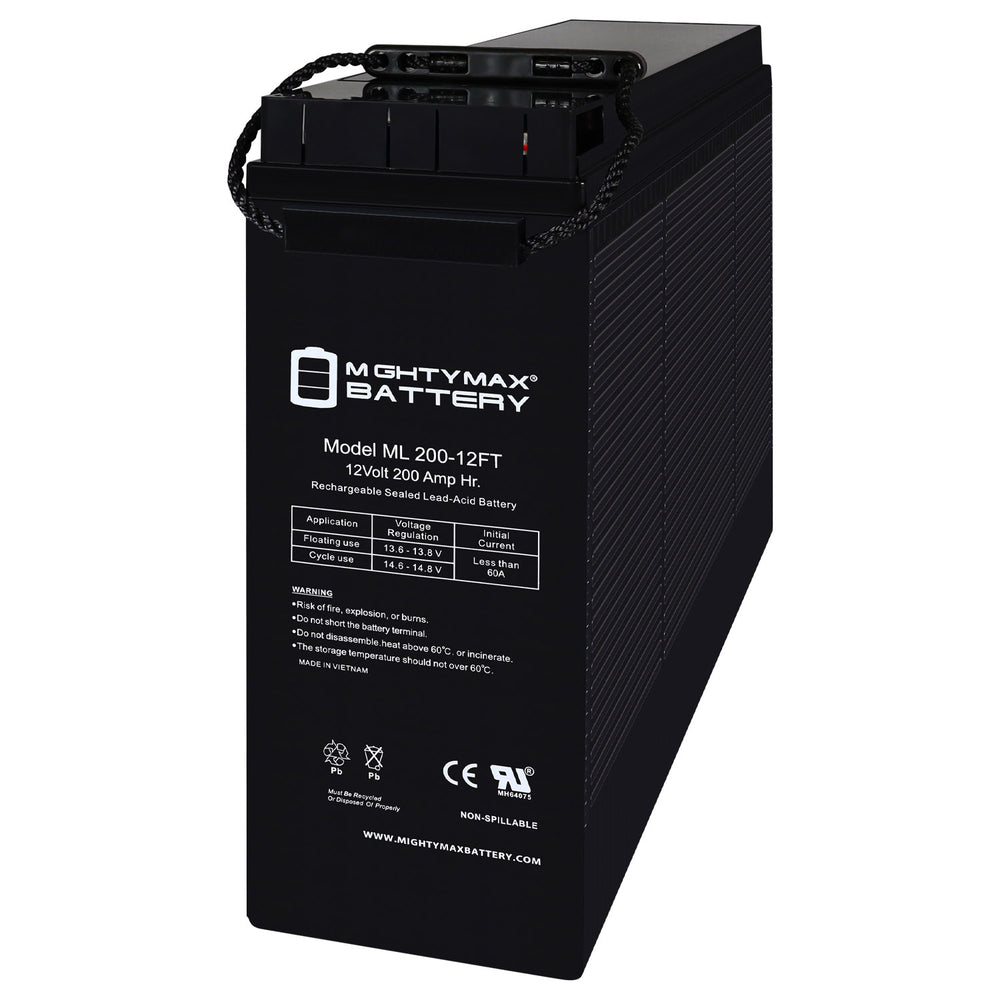 Mighty Max ML200-12FT 12V 200Ah Front Terminal Rechargeable SLA AGM Battery