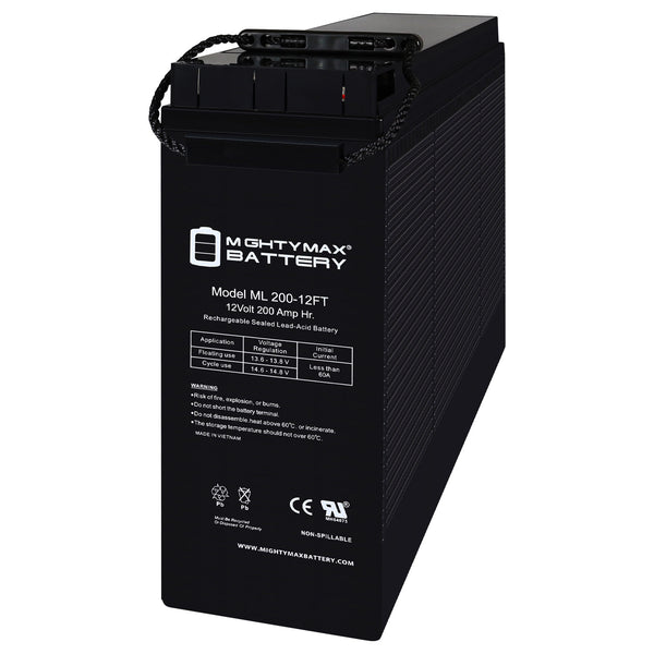 Mighty Max ML200-12FT 12V 200Ah Front Terminal Rechargeable SLA AGM Battery
