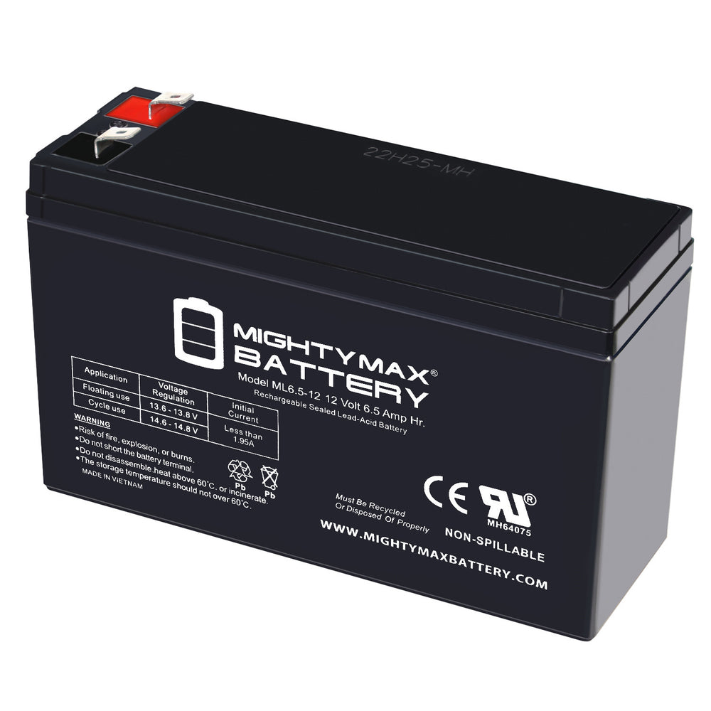 Mighty Max ML6.5-12 12V 6.5Ah F2 Terminal Rechargeable SLA AGM Battery