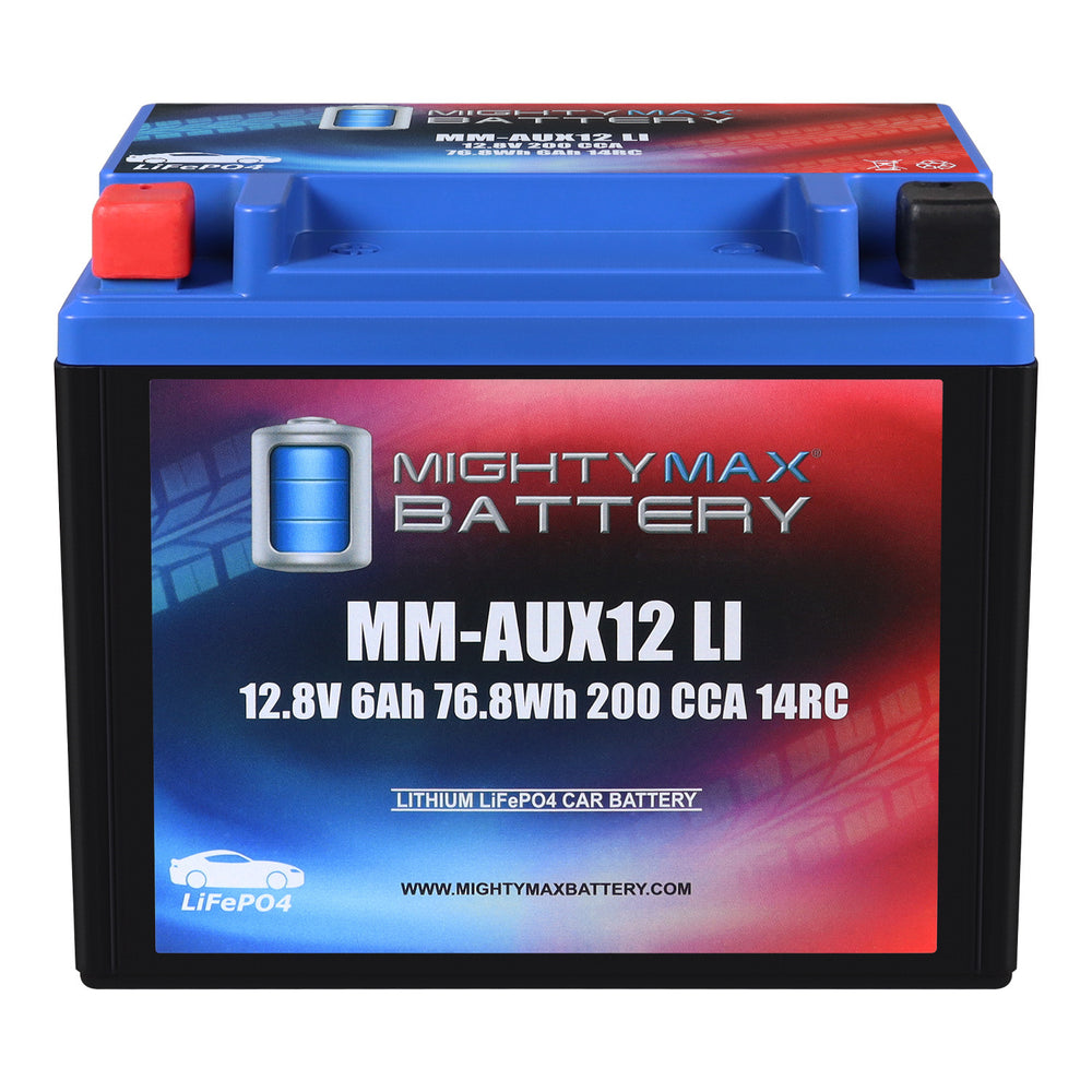 Mighty Max MM-AUX12LI 12V 6Ah LiFePO4 Auxiliary Battery