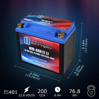 Mighty Max MM-AUX12LI 12V 6Ah LiFePO4 Auxiliary Battery