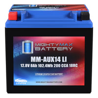 Mighty Max MM-AUX14LI 12V 8Ah LiFePO4 Auxiliary Battery