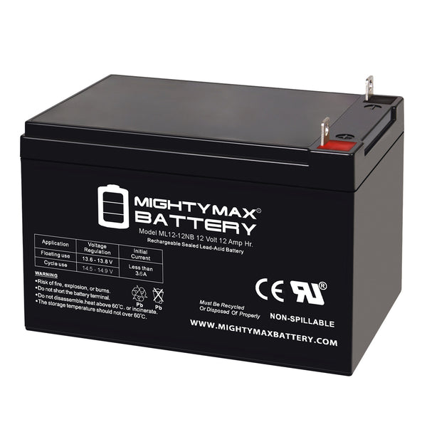 Mighty Max ML12-12NB 12V 12Ah NB Terminal Rechargeable SLA AGM Battery