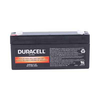 Duracell Ultra 6V 3.3AH General Purpose AGM Sealed Lead Acid (SLA) Battery with F1 Terminals - EACH