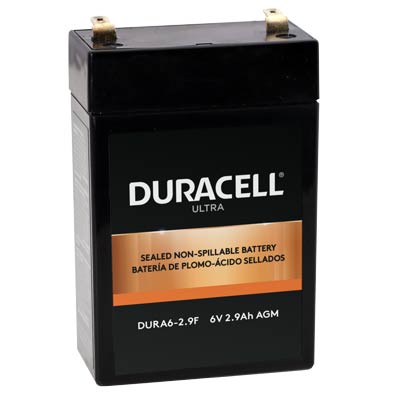 Duracell Ultra 6V 2.9AH General Purpose AGM Sealed Lead Acid (SLA) Battery with F1 Terminals - EACH