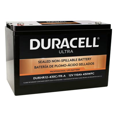 DURHR12-430 Duracell Ultra 12V 110AH AGM High Rate Sealed Lead Acid (SLA) Battery with M6, C Terminals