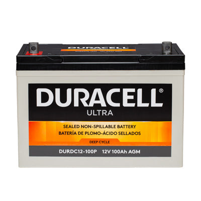 Duracell Ultra 12V 100AH Deep Cycle AGM Sealed Lead Acid (SLA) Battery with P Terminals