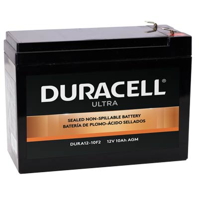 Duracell Ultra 12V 10AH General Purpose AGM Sealed Lead Acid (SLA) Battery with F2 Terminals - EACH