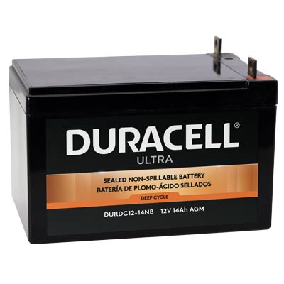 Duracell Ultra 12V 14AH Deep Cycle AGM Sealed Lead Acid (SLA) Battery with M5 Nut and Bolt Terminals