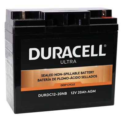 Duracell Ultra 12V 21.40AH Deep Cycle AGM Sealed Lead Acid Battery with M6 Nut and Bolt Terminals