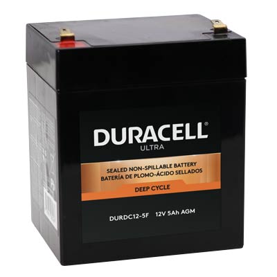 Duracell Ultra 12V 5AH Deep Cycle AGM Sealed Lead Acid (SLA) Battery with F1 Terminals - EACH