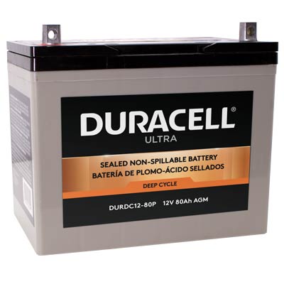 Duracell Ultra 12V 80AH Deep Cycle AGM Sealed Lead Acid (SLA) Battery with P Terminals