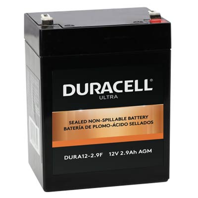 Duracell Ultra 12V 2.9AH General Purpose AGM Sealed Lead Acid (SLA) Battery with F1 Terminals - EACH