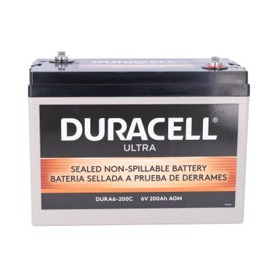 Duracell Ultra 6V 200AH General Purpose AGM Sealed Lead Acid (SLA) Battery with M6 Insert Terminals