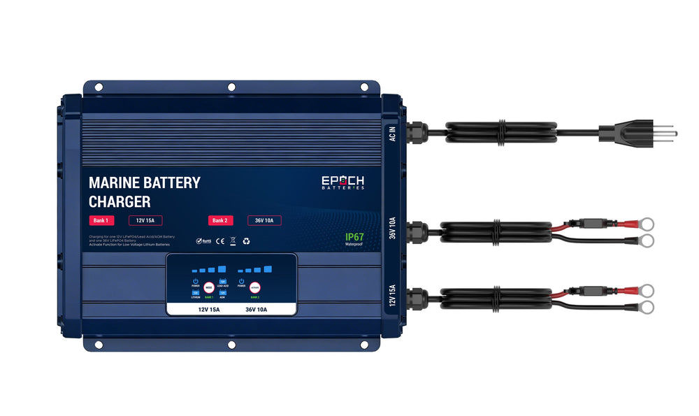 Epoch Batteries 2-Bay Marine Battery Charger 12V 36V
