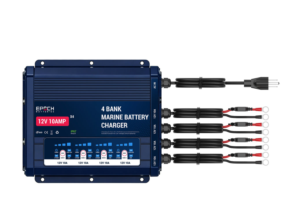 Epoch Batteries 4-Bay 12V 10A Marine Battery Charger
