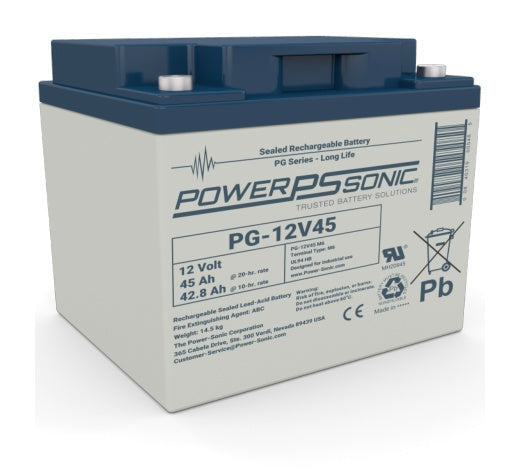 Power Sonic PG-12V45 M6 FR 12V 45Ah Flame Retardant ABS Battery
