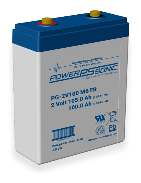 Power Sonic PG-2V100 M6 FR 2V 100Ah Flame Retardant ABS Battery