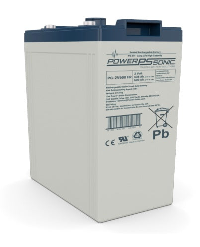 Power Sonic PG-2V600 M8 FR 2V 600Ah Flame Retardant ABS Battery