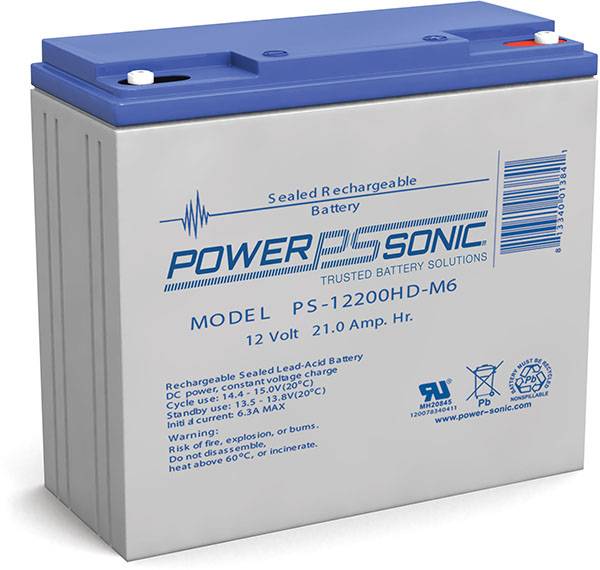 Power-Sonic PS-12200HD Heavy Duty 12V 20Ah Rechargeable AGM Battery