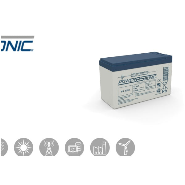Power Sonic PS-1280 F1 12V 8Ah - ECOM Battery