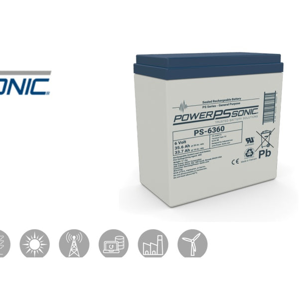 Power Sonic PS-632 F1 6V 5Ah Battery