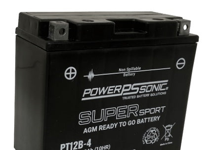 Power Sonic PT12B-4 12V 10Ah Factory Activated AGM Powersport Battery