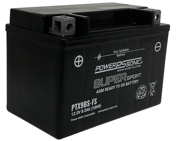 Power Sonic Super Sport PTX9 AGM Maintenance Free Motorcycle Battery