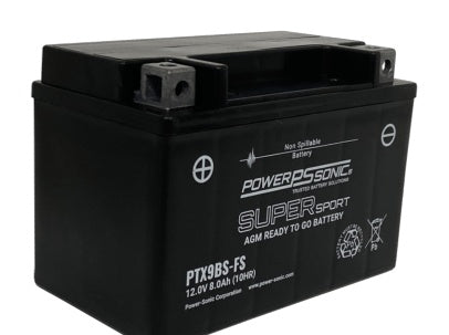 Power Sonic PTX9BS-FS 12V 8Ah Factory Activated AGM Powersport Battery
