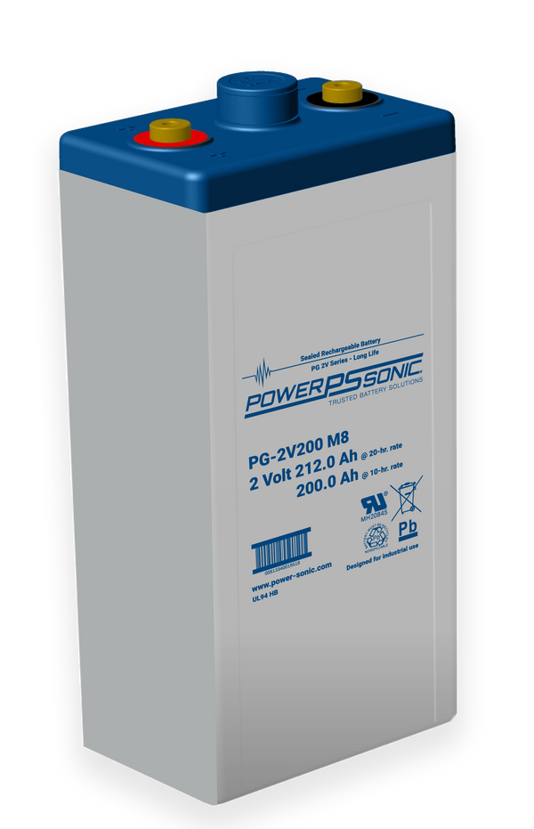 Power Sonic PG-2V200 2V 200Ah Long Life AGM Rechargeable Battery
