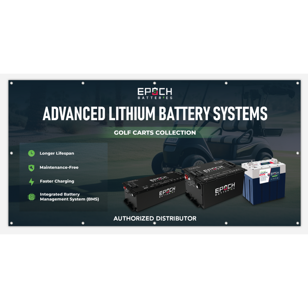 Epoch Batteries Golf Cart Collection Indoor/Outdoor Vinyl Banner 4ft x 8ft