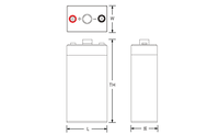 Technical drawing of Power Sonic PG‑2V300 2V 300Ah long life AGM standby battery available at Vizopower.