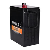 Side view of the Duracell Ultra 6V 335Ah battery highlighting the "Danger/Poison" safety and warning information label.