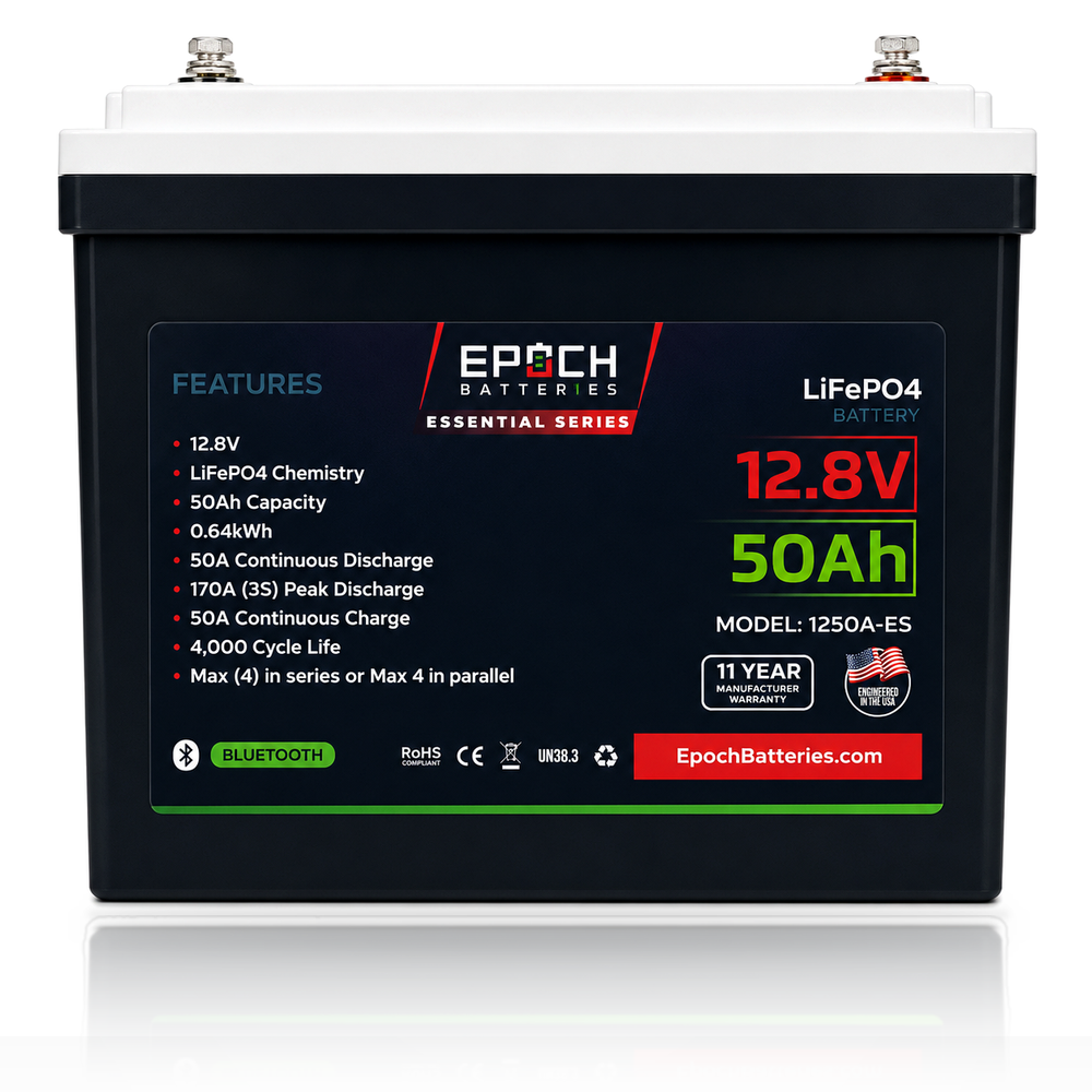Epoch Batteries Essential Series 12V 50Ah LiFePO4 Lithium Battery
