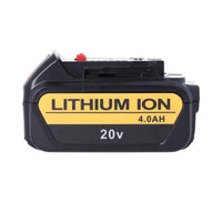 Nuon 20V 4.0Ah lithium‑ion battery replacement for DEWALT 20V MAX DCB240 installed in compatible power tool for demonstration
