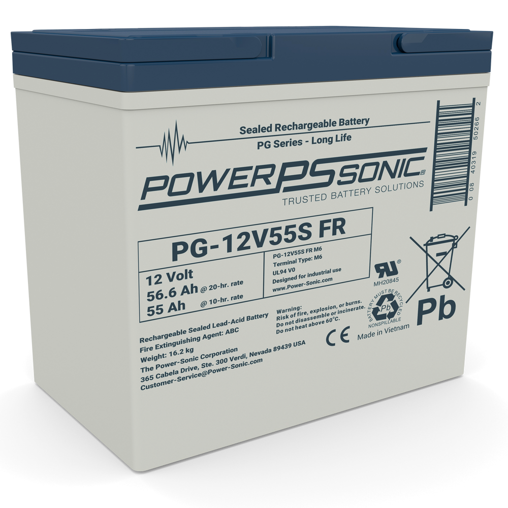 Power-Sonic 12V 55Ah Long Life AGM Rechargeable Backup Battery