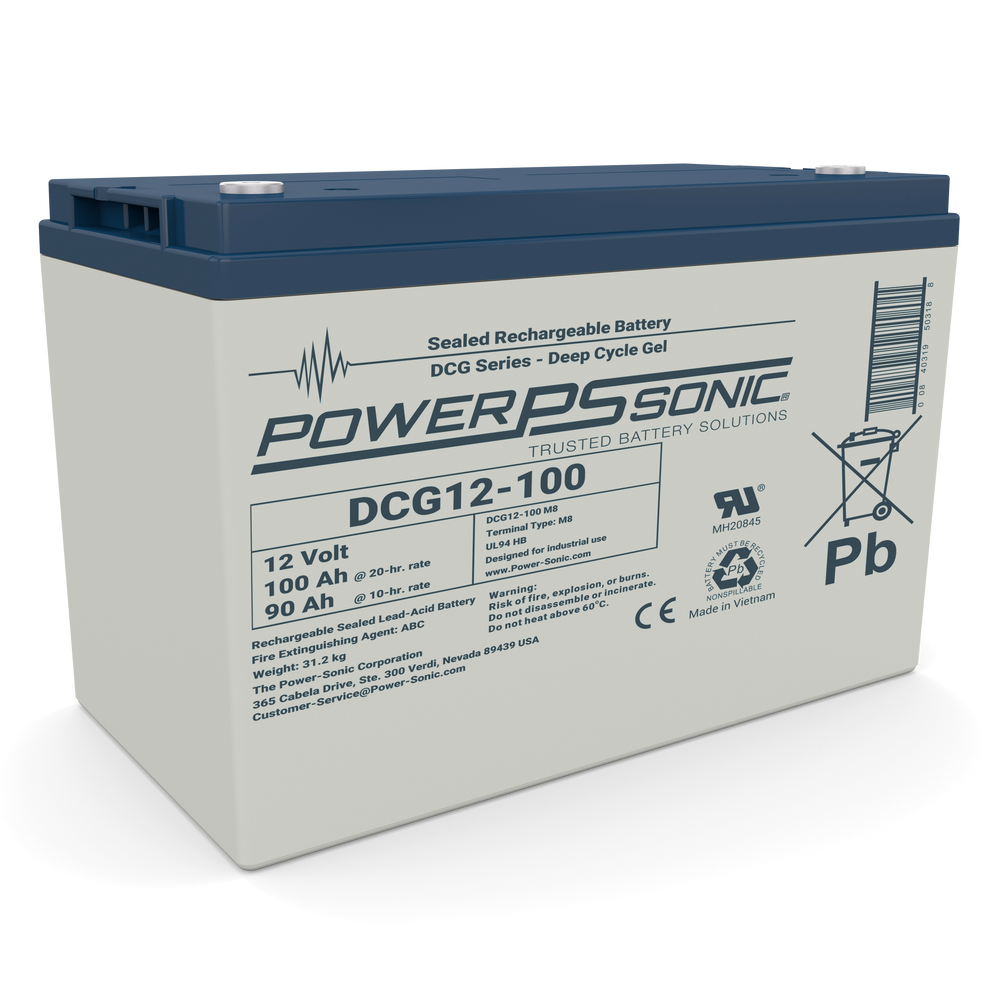 Power-Sonic DCG12-100 Deep Cycle 12V 100Ah Maintenance Free Gel Battery