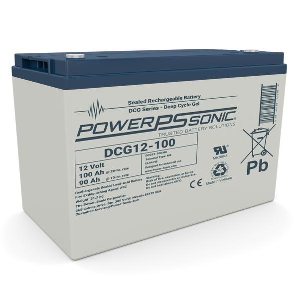 Power-Sonic DCG12-100 Deep Cycle 12V 100Ah Maintenance Free Gel Battery