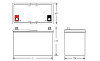 Technical drawing of Power‑Sonic PDC‑121000 12V 100Ah deep cycle AGM battery