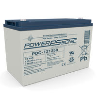 Power‑Sonic PDC‑121250 12V 125Ah deep cycle AGM rechargeable battery with durable casing and reliable performance