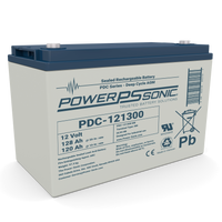 Power‑Sonic PDC‑121300 12V 130Ah deep cycle AGM battery with durable casing and reliable performance