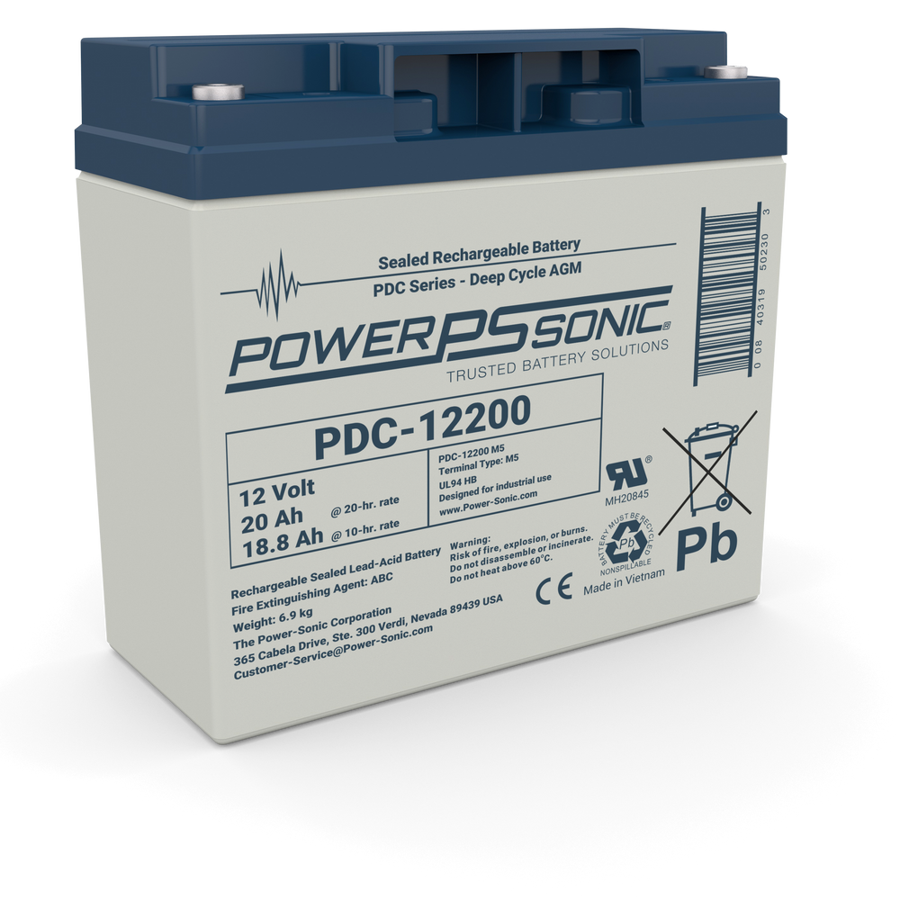 Power-Sonic PDC-12200 12V 20Ah Deep Cycle AGM Mobility Battery
