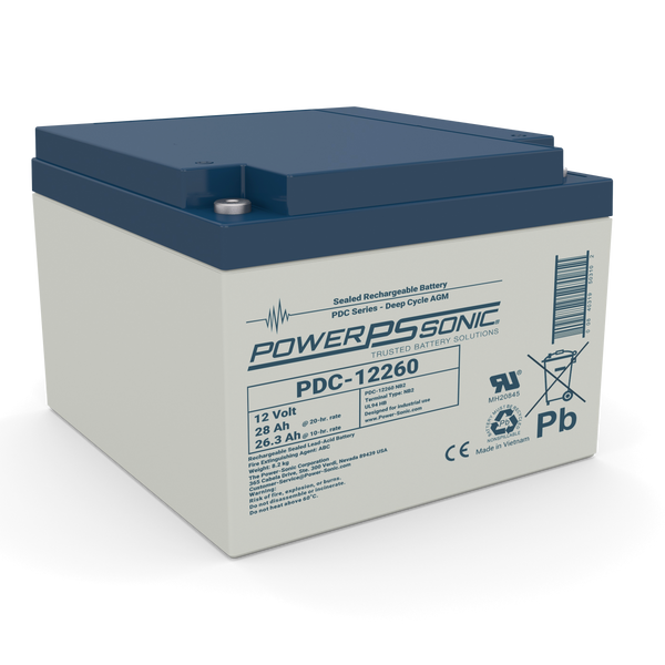 Power Sonic PDC-12260 12V 26Ah Deep Cycle AGM Battery